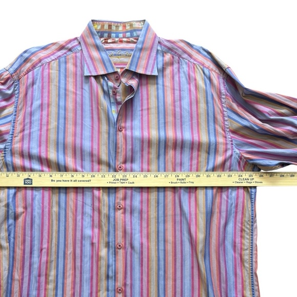 Robert Graham Vibrant Multi Color Stripes Button Up Shirt Cotton 3XL Career Work - Picture 5 of 9